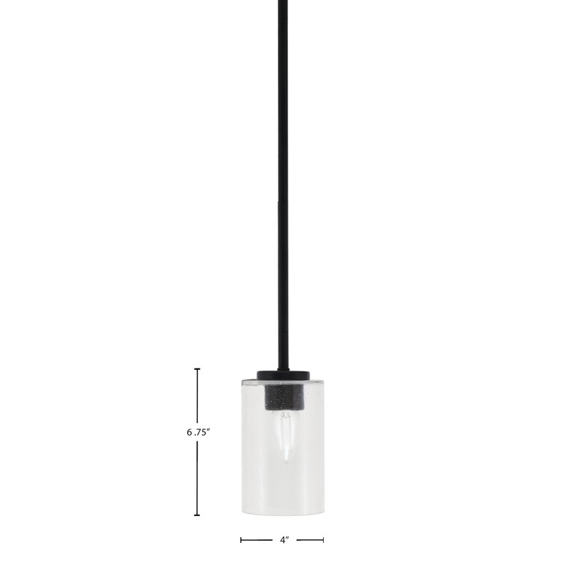Mini-luminaire suspendu 1 lumière Amarmula, finition noir mat, verre onyx 5,75 po, Clair