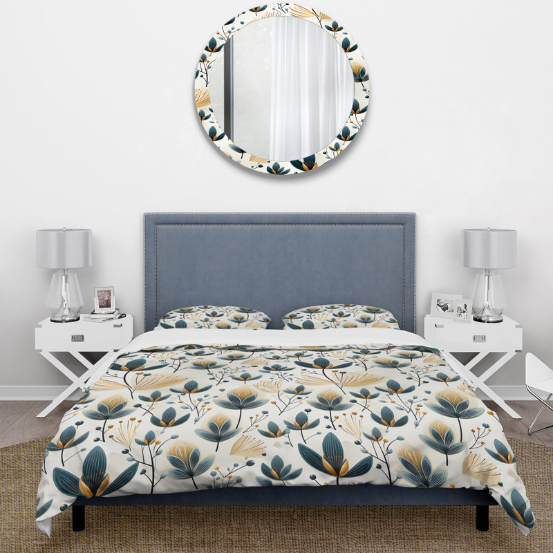 Ensemble de housse de couette scandinave jaune et blanc, Housse de couette pour grand lit et 2 taies décor