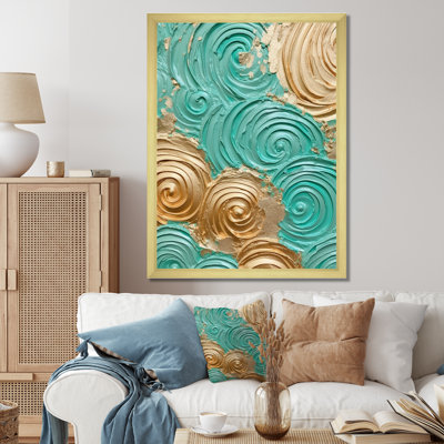 " Teal Gold Surreal Spirals II "
