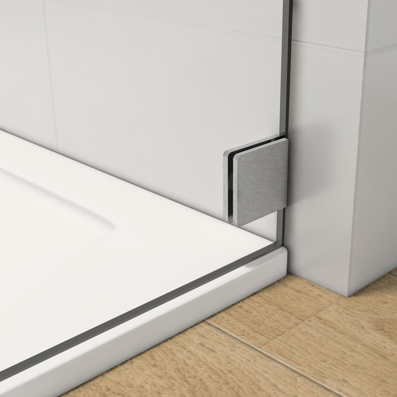 60'' W 66'' H Frameless Brushed Nickel Sliding Shower Enclosure