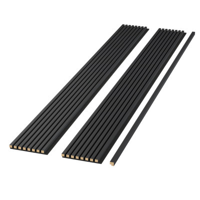 104.375” L x 11.25” W  Acoustic Slat Wall Panels with End Cap – Modern Wood Sound-Dampening Wall Treatment