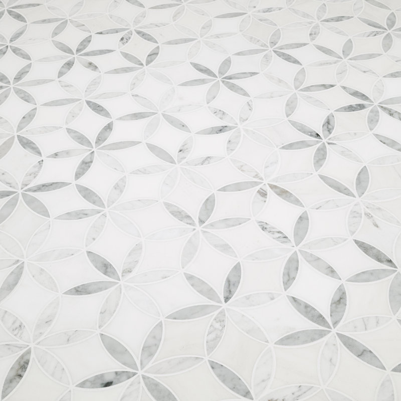 Obscura Fiorello 9 in. x 10 in. Polished Marble Mosaic Floor and Wall Tile