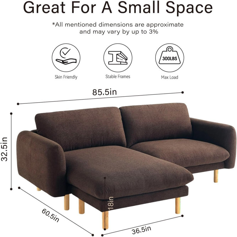 Canapé modulaire convertible de 86 po de largeur Get Get Style, Chocolat