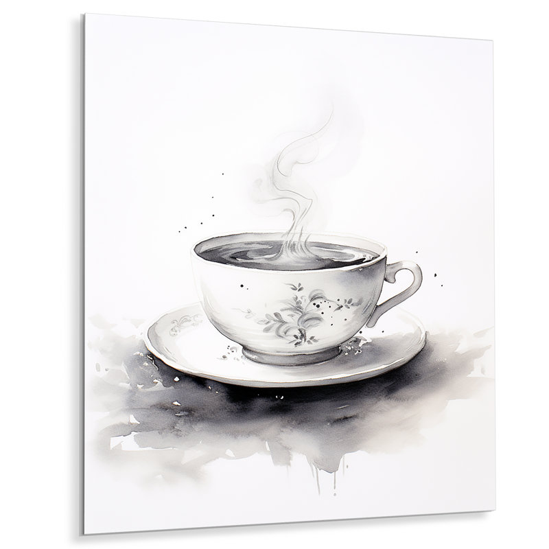 «Chinese Tea Elegance III» - Art mural en métal café et thé, H 20 po x l 12 po x P 1 po