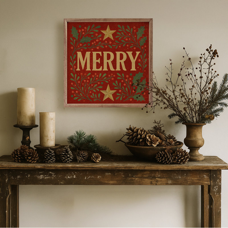 Decorative Merry, 8" H x 8" W
