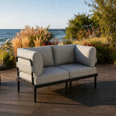 Ensemble de patio en métal pour 2 personnes, ensemble de mobilier d'extérieur en aluminium