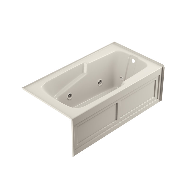 Cetra® 60" x 32" Alcove Whirlpool Acrylic Bathtub, Oyster, Right, Yes