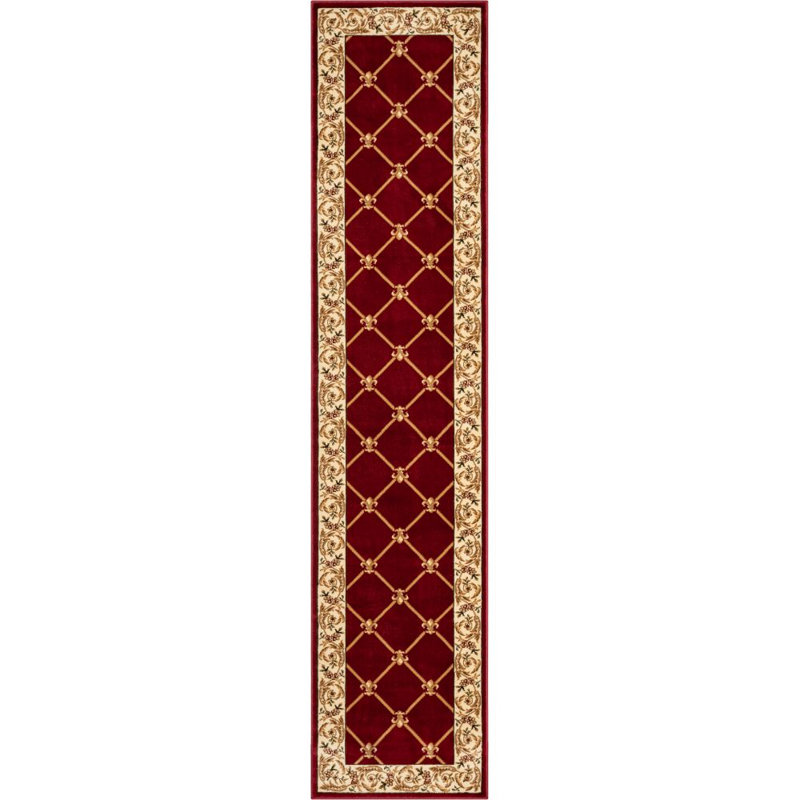 Colindale Fleur De Lis Red Formal Rug, Runner 2'7" x 12'