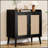 Medieval Style Sideboard Buffet Cabinet With Rattan Decorated Doors, Ideal For Dining, Living Room, And Hallway Storage-646822862