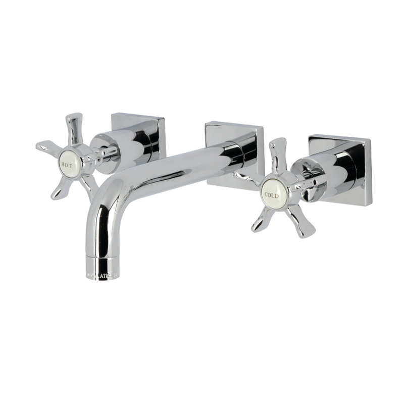 Kingston Brass Hamilton Two-Handle 3-Hole Wall Mount Bathroom Faucet, Polished Chrome