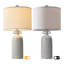 Ensemble de lampes de table en céramique à intensité variable H 24 po avec abat-jour cylindrique en lin Anazagene-409073934