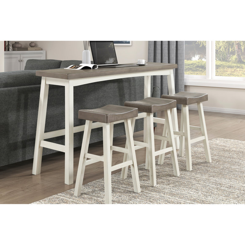 Tabourets de bar transitionnels, bois massif, 2 pièces, café blanc, tabouret de poids limite de 2,5 lb, meubles en bois d'hévéa et H 30,5 po, capacité de 250 lb