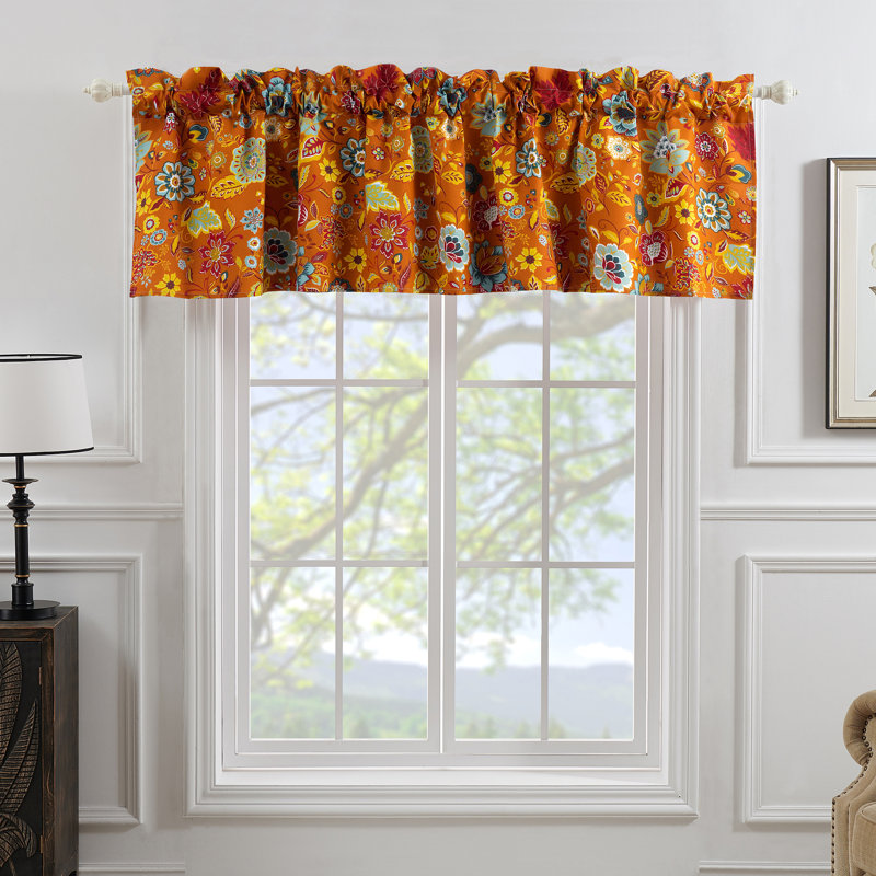 Cantonnière Greenland Home Fashions Astoria Spice - H 19 po x l 84 po avec rideau doublé en polyester et passe-tringle, Épice