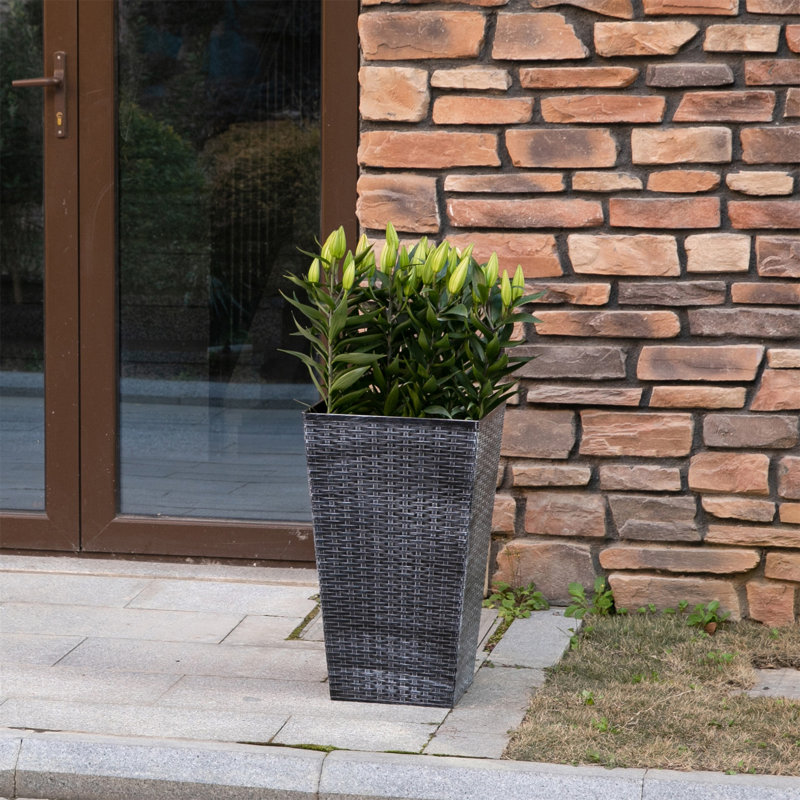 Square Indoor/Outdoor Pot Planter Set with Drainage Holes , Gray