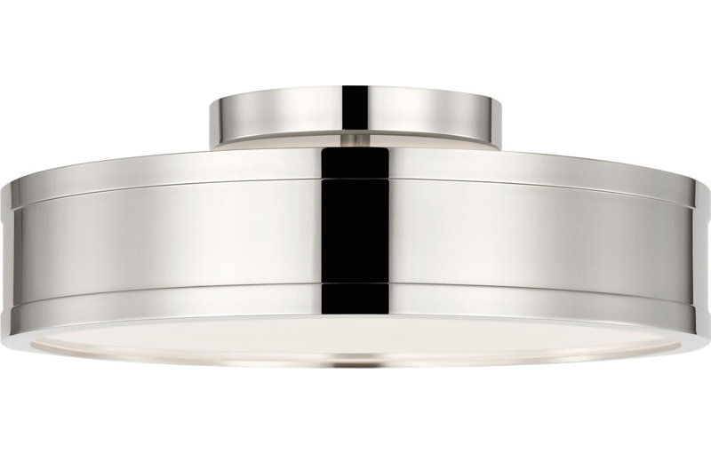 Dupont Round Semi Flush, Polished Nickel, 4" H x 12" W x 12" D