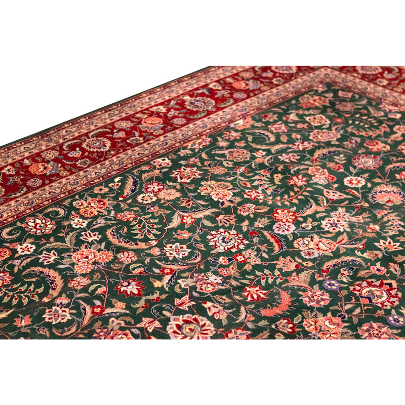 Tapis vert noué à la main de haute qualité