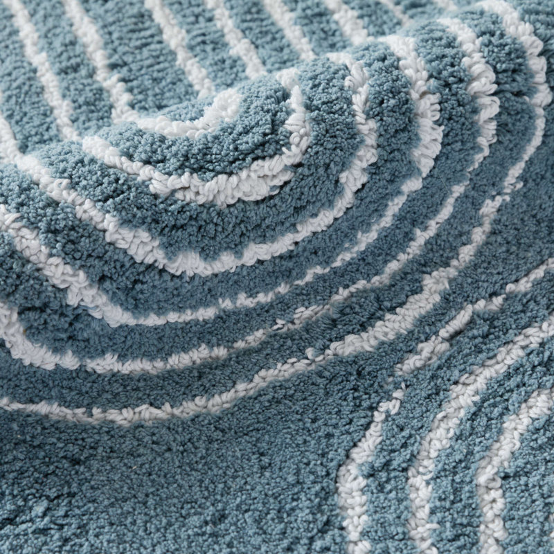 100% Cotton Pattern Bath Mat in Rainbow, Blue Rainbow, 24 in x 17 in