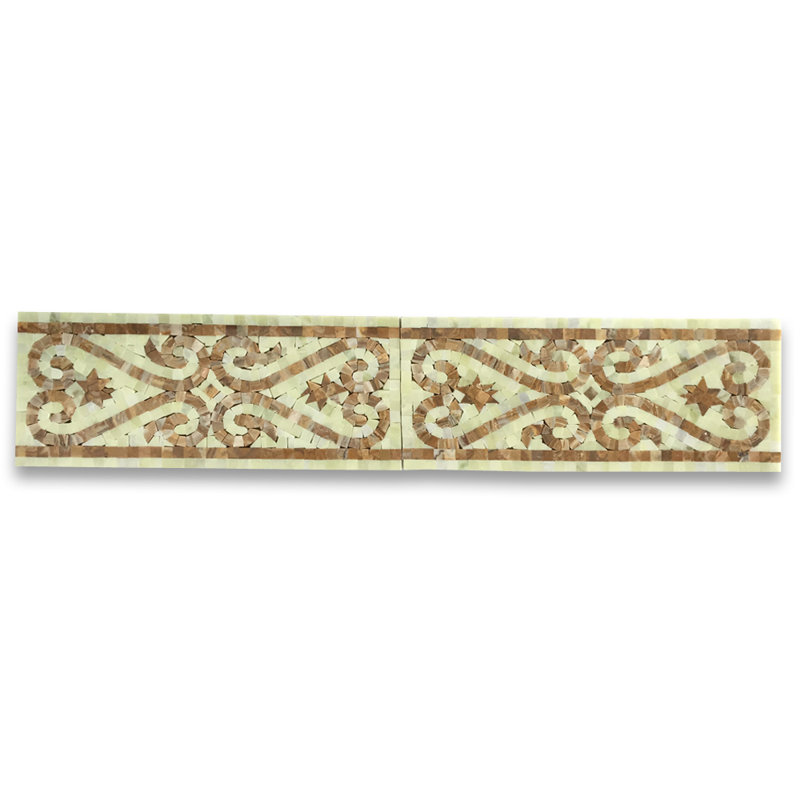 6" x 13" Marble Mosaic Sheet Wall Floor Use Tile, Yellow/Brown/Green