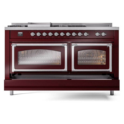 ILVE Nostalgie II Noblesse 60 in Dual Fuel Range 7 Burner, Griddle, Frenchtop