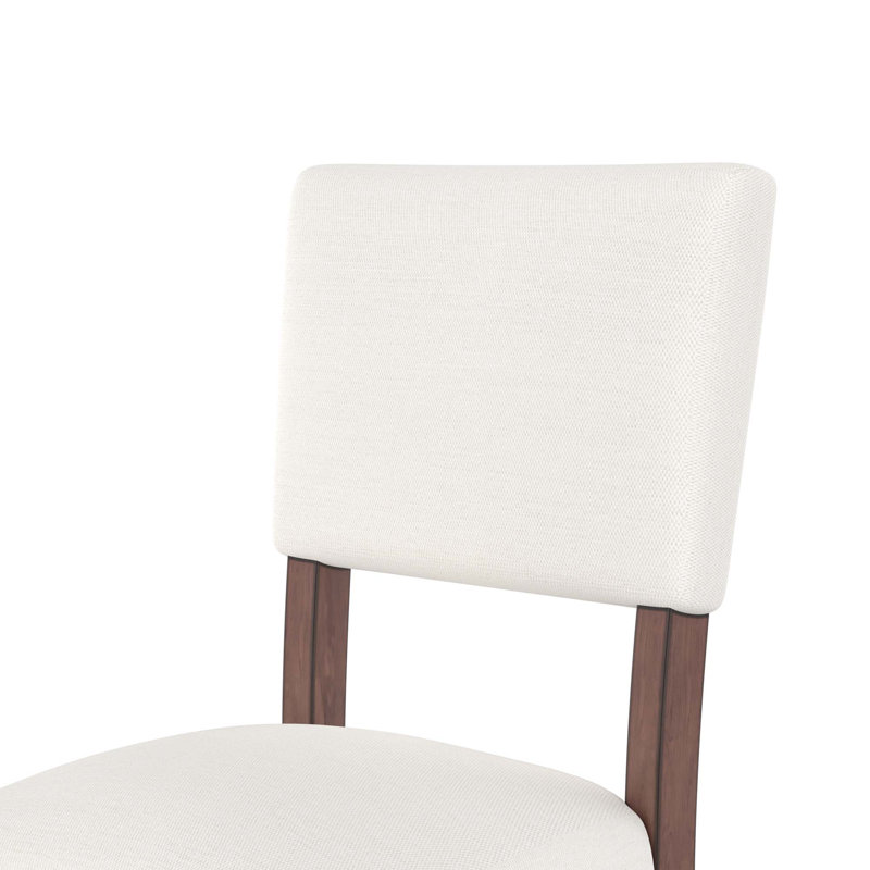 Tabourets de bar rembourrés en lin Mid-Century avec pieds en bois massif