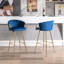 Tabouret de bar 26 po en velours bleu de 26 po avec pieds dorés et repose-pieds, option de siège confortable 2 et classique