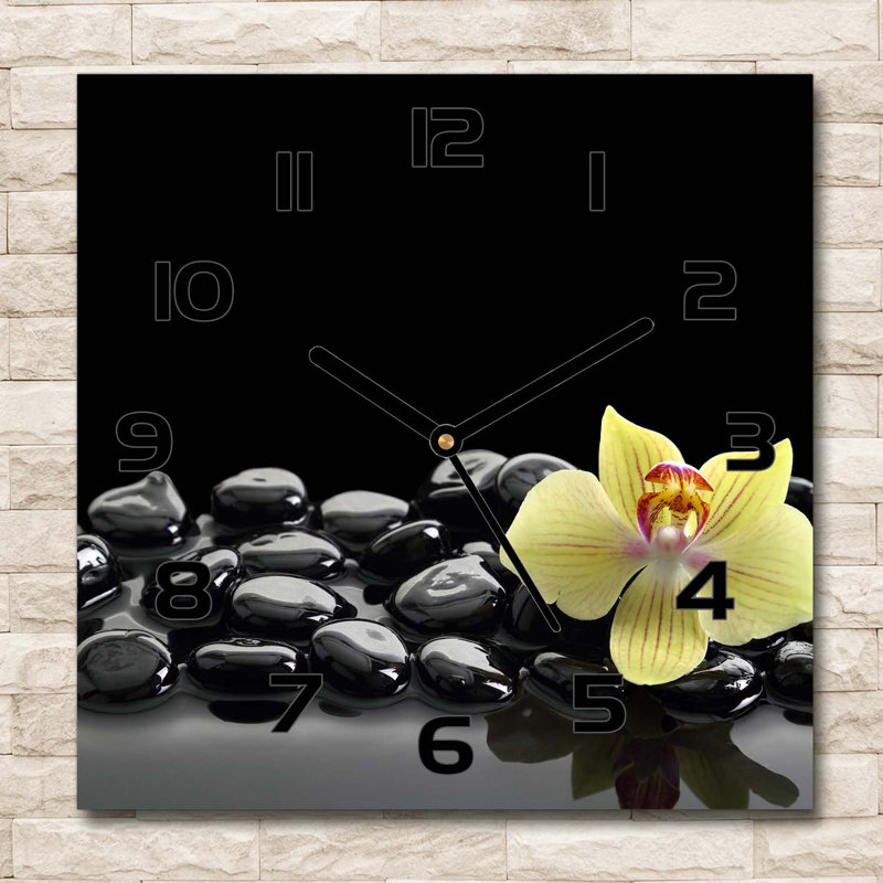 Glass Wall Clock, Black/Yellow