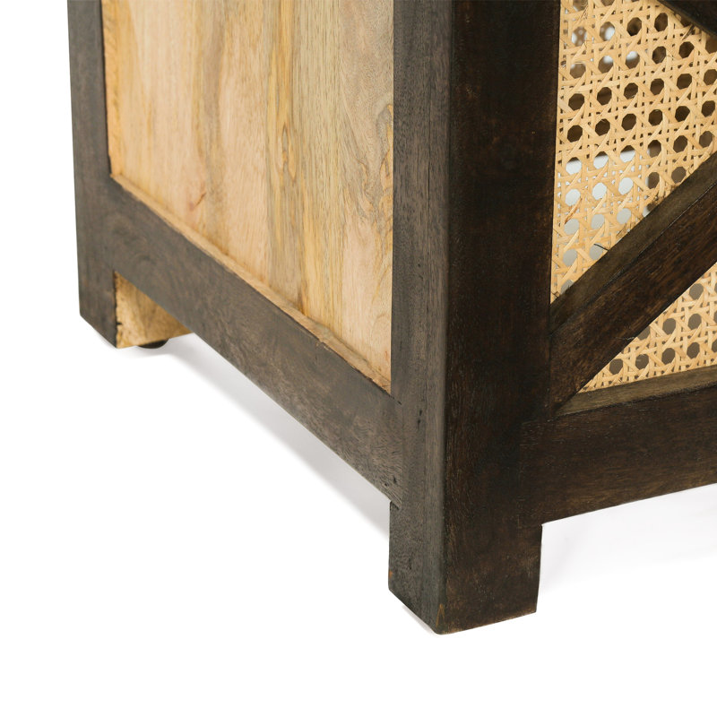 Canne carrée en bois de manguier accentué - chef-d'œuvre artistique et artistique fait à la main