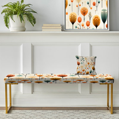 Scandinavian Midcentury Delight - Banc rembourré doré Mid-Century