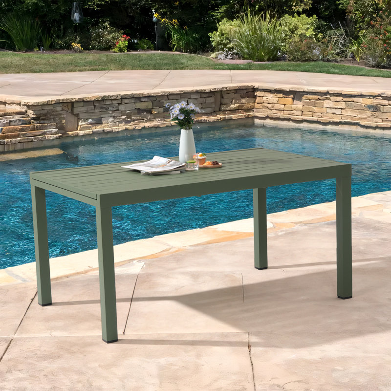 Emmott Aluminum Outdoor Table, Light Green
