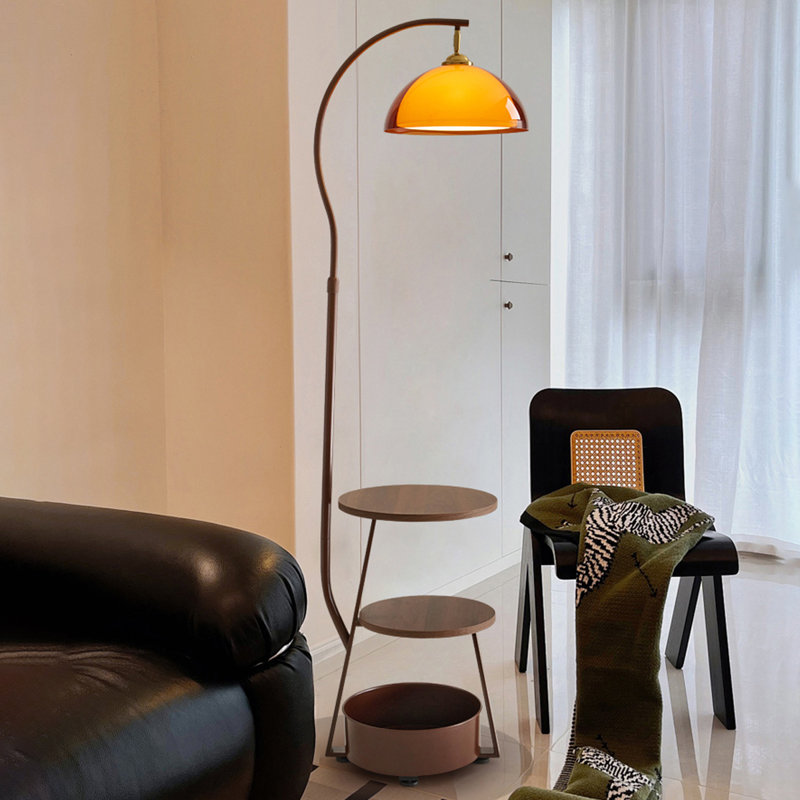Ambre + blanc + café + acrylique brun-noisette + bois massif + lampes de plancher sans fer
