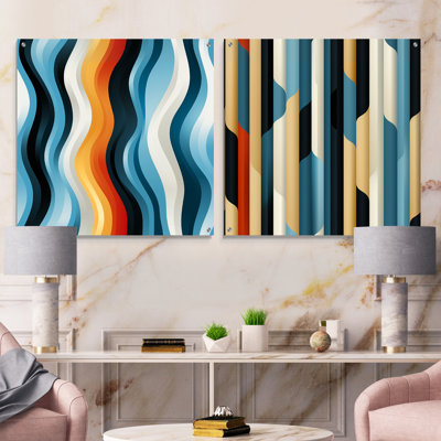 Comolli - Abstract Shapes Acrylic Wall Art Glass Set Of 2