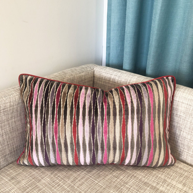 Velvet Lumbar Pillow Cover & Insert, Berry