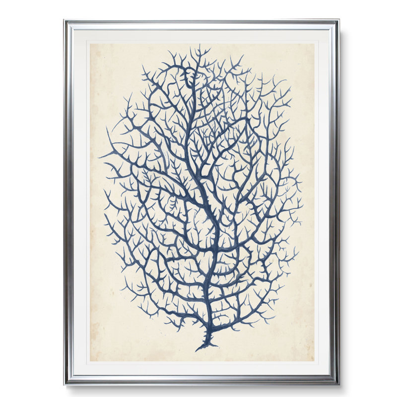 « indigo corail i », impression, H 24 po x l 20 po x P 1,5 po, Cadre argenté