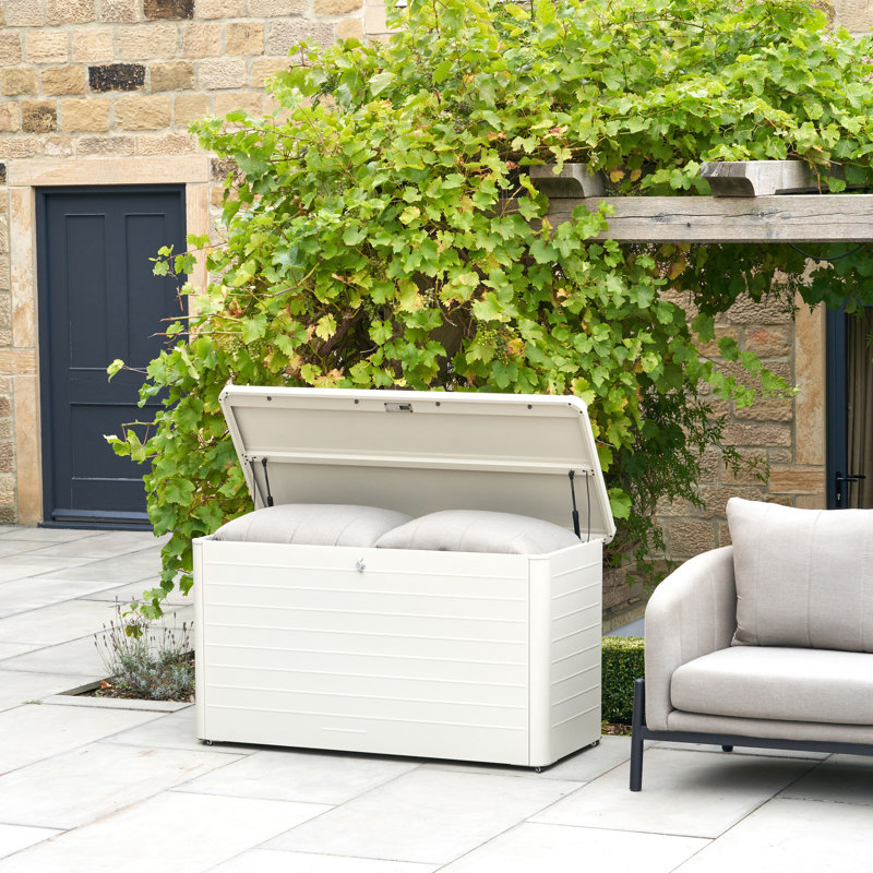 Chalandra Galvanised Steel Lockable Deck Box with Wheels, Beige