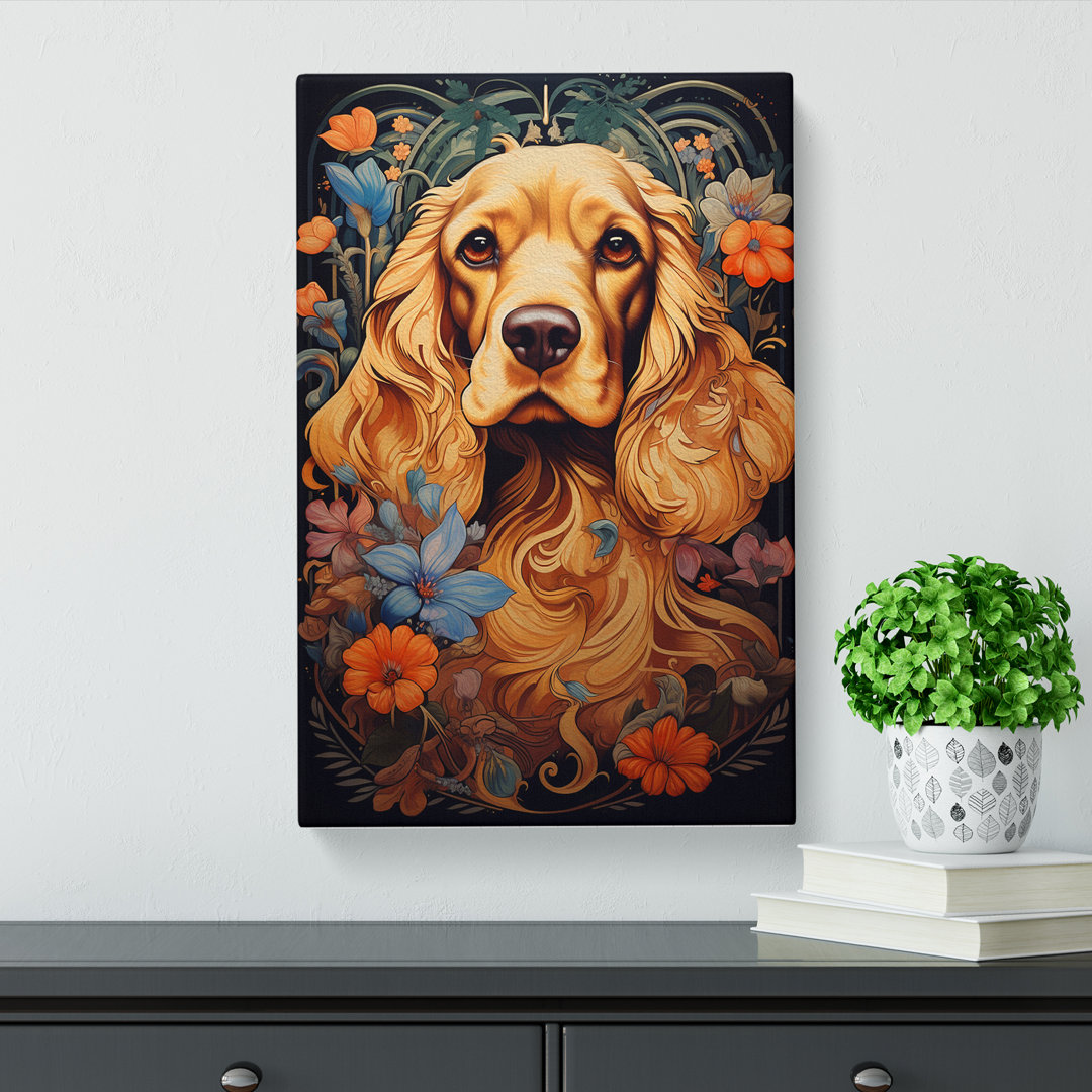 Cocker Spaniel Art Nouveau - Wrapped Canvas