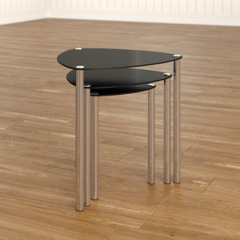 Glass Top Nesting Tables, Black