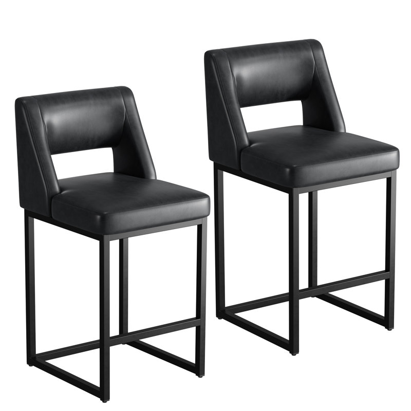 Upholstered Counter Height Bar Stool With Solid Wood Legs, Dark Gray