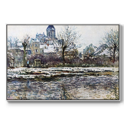 «Snow in Vetheuil», reproduction d'art encadrée sur toile par Claude Monet