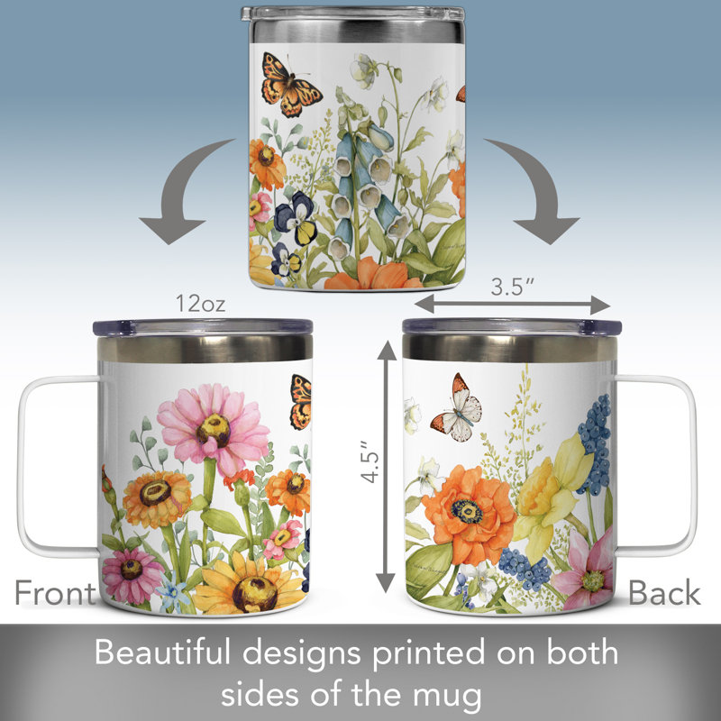 Winston Porter Garden Walk Stainless Steel Mug w/Lid 12 oz.