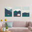Geometric Bold Scottish Mountain Countryside House Castle Landscape - 3 Piece No Frame Print Set-88622460-88622458