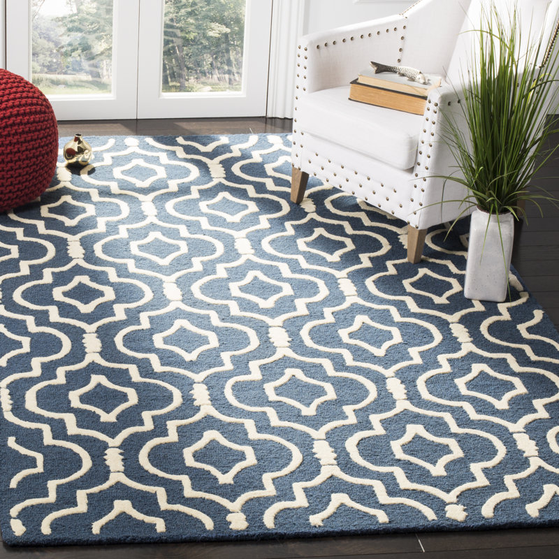 Sol Geometric Wool Hand Woven Area Rug, Rectangle 61 x 91 cm