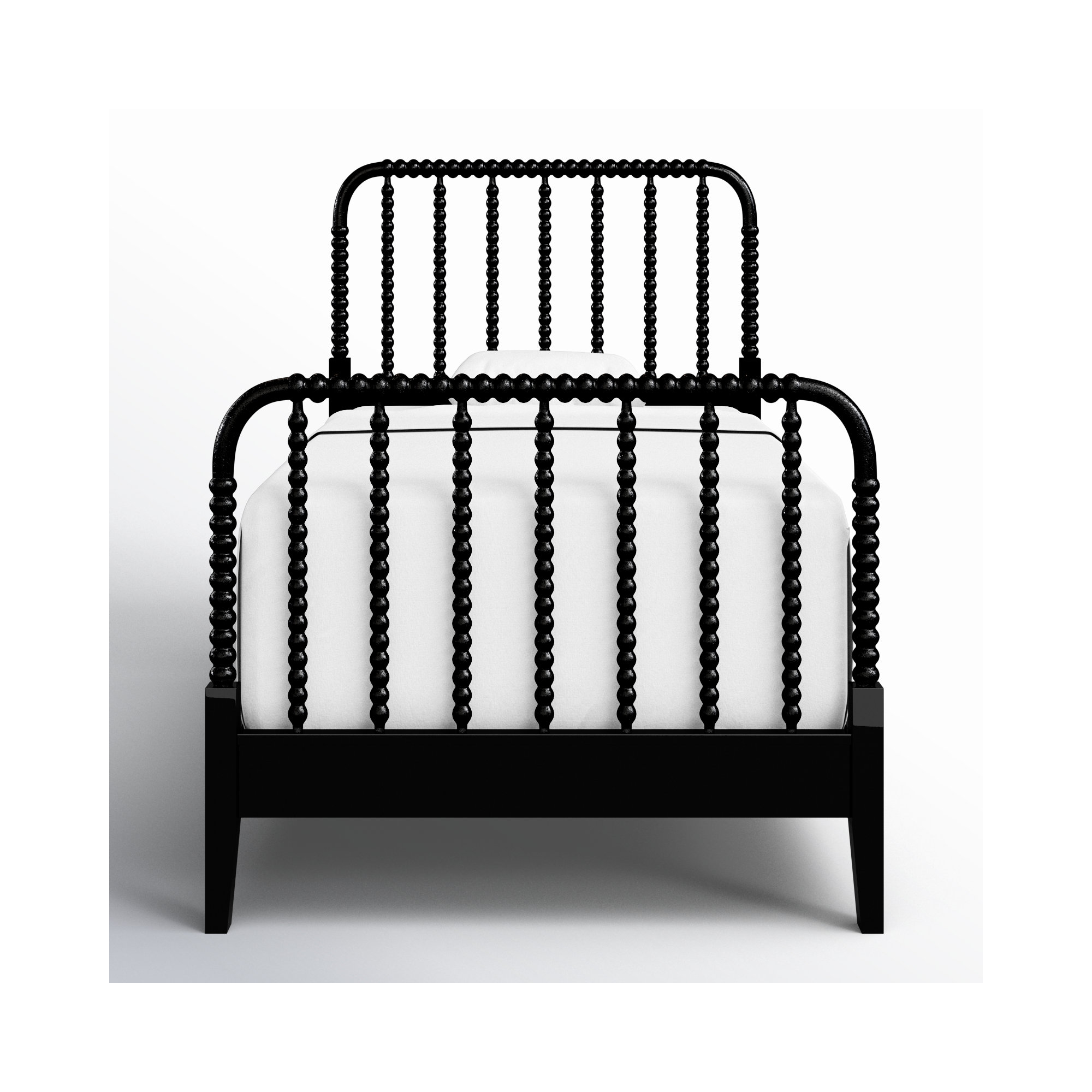 Louisa Solid Wood Spindle Bed, Black, Twin