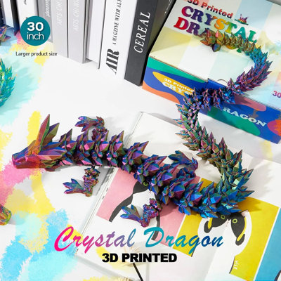 Grand jouet de dragon imprimé en 3D de 30 po, catégorie de jouets articulés en cristal Fidget, cadeau d'anniversaire de Noël pour garçons filles, bureau à domicile