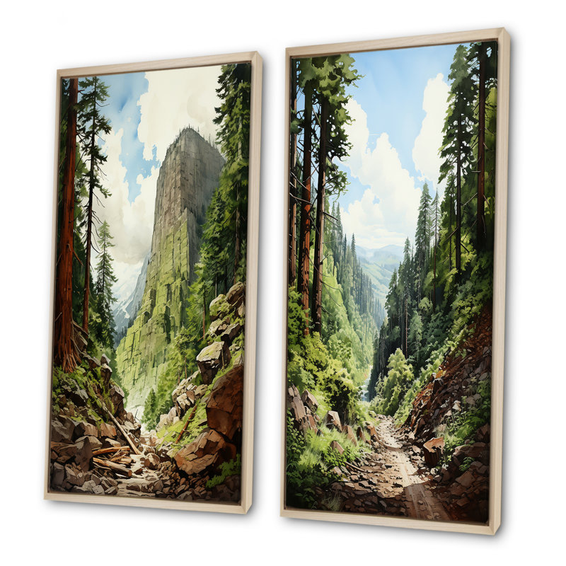 Majestic Giants - Ensemble de 2 impressions sur toile de séquoia, Cadre flottant brun, H 28 po x l 25 po