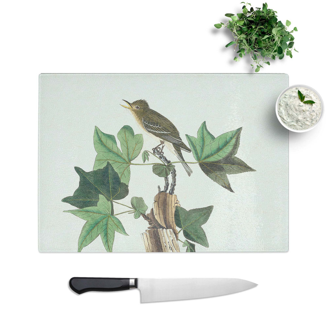 Tempered Glass Traills Flycatcher Bird by John James Audubon Chopping Board