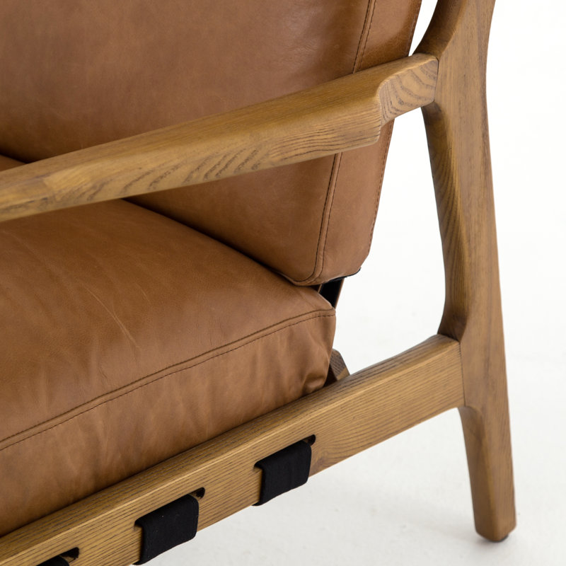 Silas Armchair, Brown Genuine Leather, Brown
