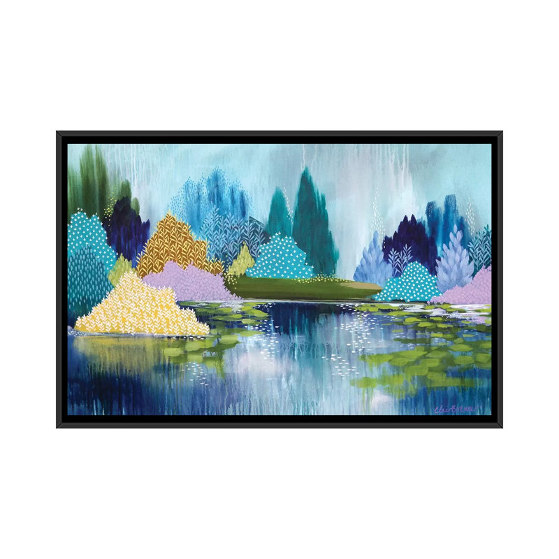 «Hyde Park in Spring» par Clair Bremner - impression, Toile avec cadre noir, H 32 po x l 48 po x P 1,5 po, Pas de tapis