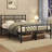 Minimalist Metal Slatted Bed Platform with Arrow Design Headboard-1221307251-1221195389