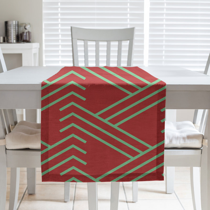 Festive Hol Festive Basket Table Runner, 72" L x 16" W, Polyester, Red/Green