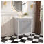 Meuble-lavabo autoportant gris de 76 cm (30 po) entièrement assemblé, avec un seul lavabo, un dessus en marbre reconstitué et des tiroirs à fermeture amortie.